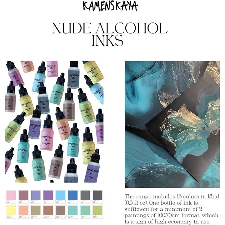 Kamenskaya Nude Alcohol Ink Set, 16 x 15 ml
