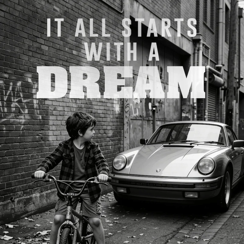 Aluminiumbild It all Starts with a Dream Quadrat