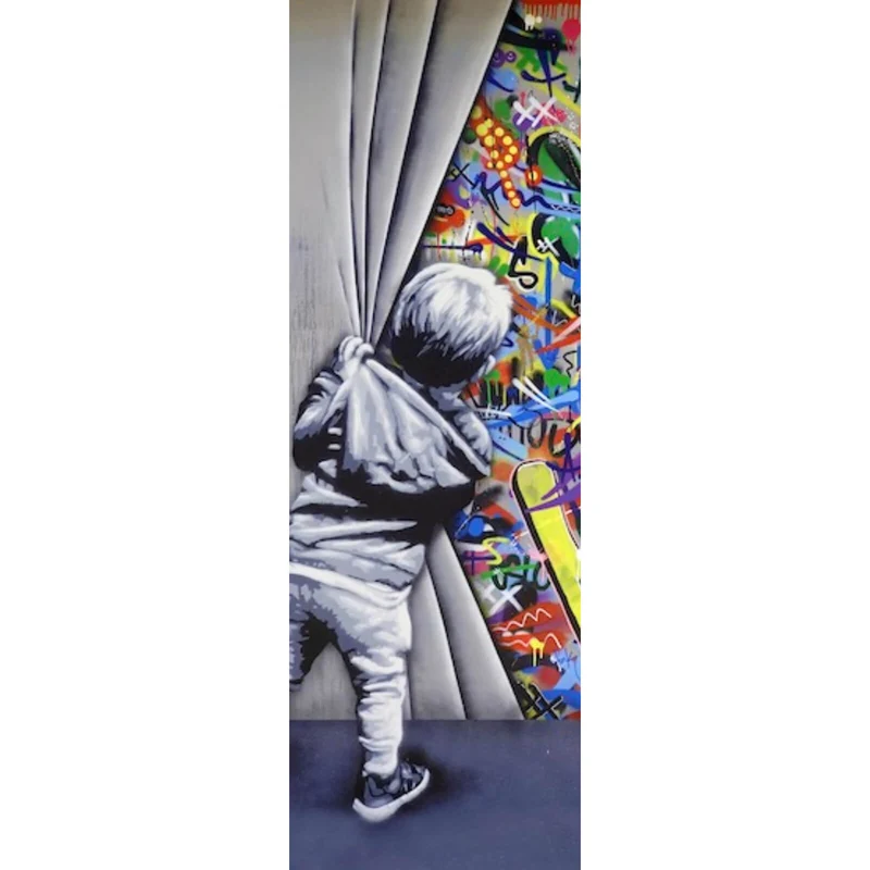Aluminiumbild gebürstet Banksy - Graffity Wall Panorama Hoch
