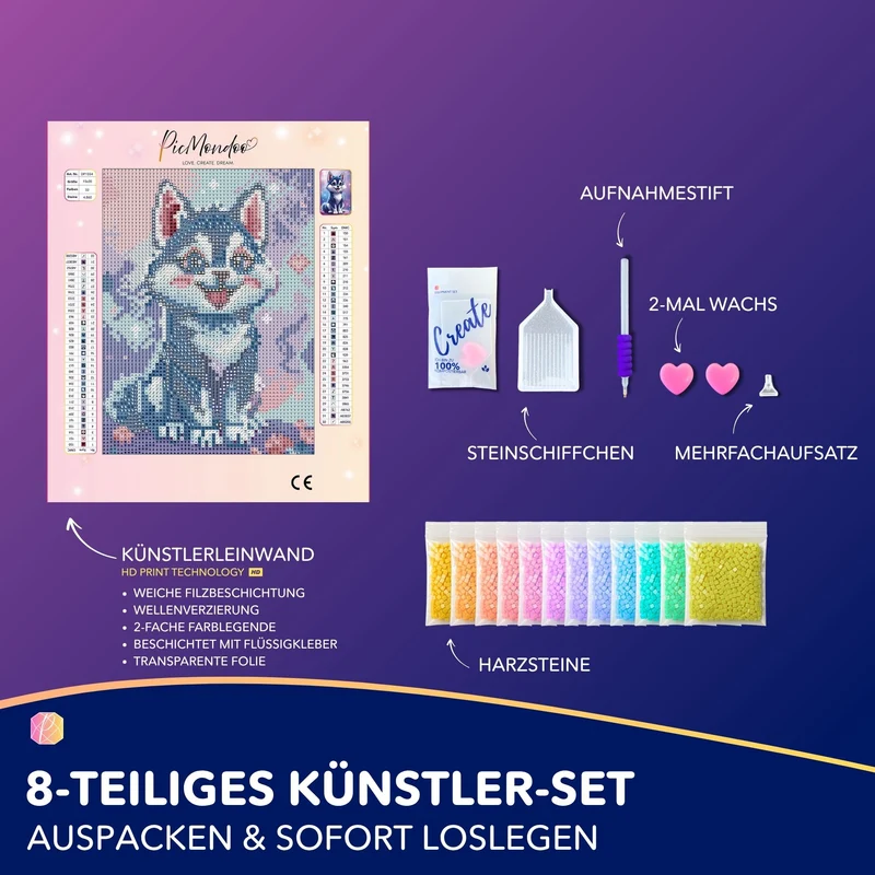 Diamond Painting Mini - Husky Happy