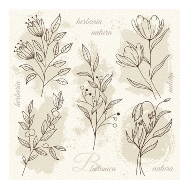 Decoupage Napkins Beige Flower Illustration, 1 pc