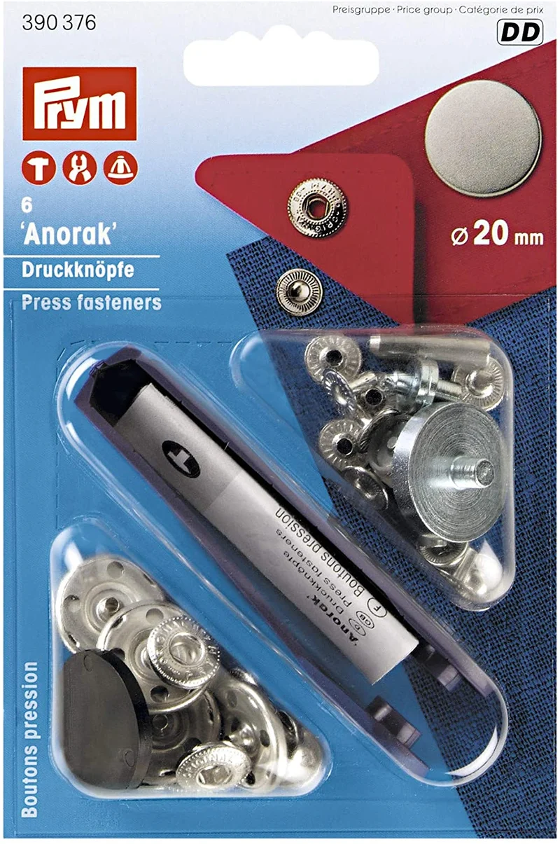 Prym Anorak-Druckknöpfe 6 Stk. 20mm silber