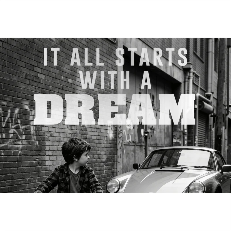 Aluminiumbild It all Starts with a Dream Querformat