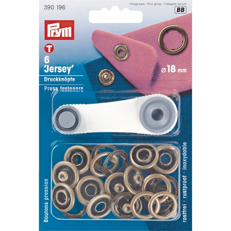 SALE -50% Prym Jersey-Druckknöpfe 18mm 6 Stk. altmessing