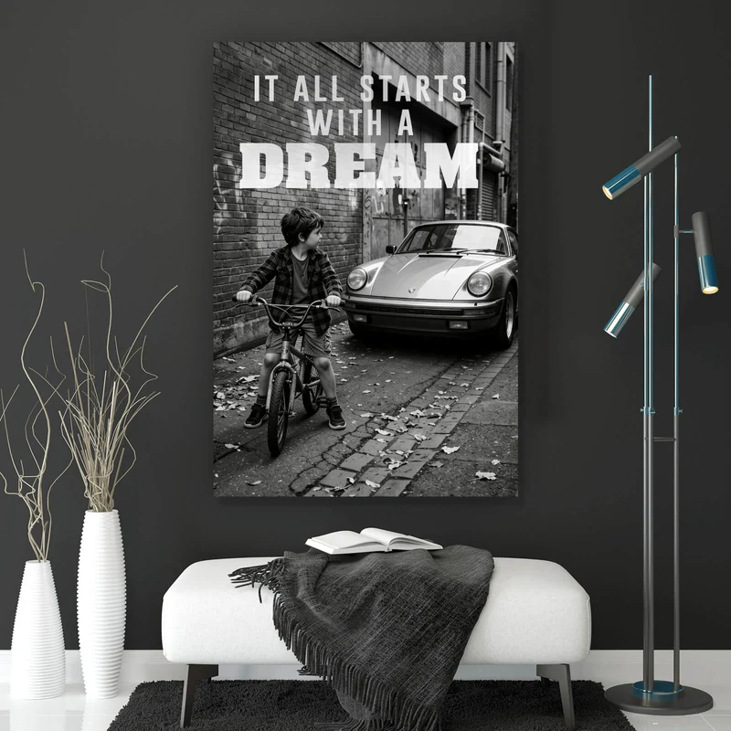 Acrylglasbild It all Starts with a Dream Hochformat