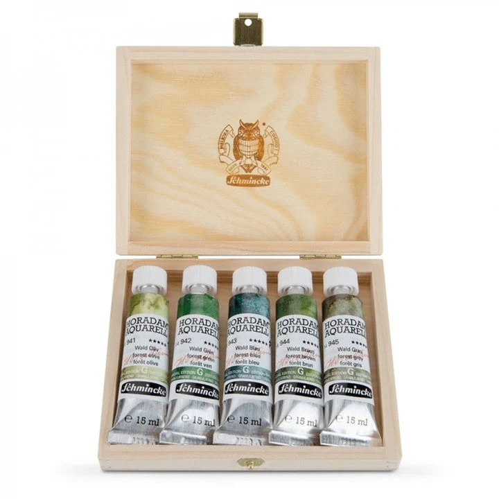 Schmincke Watercolor Paint Set in Tubes, Super Granulation, Set of 5 x 15 ml
