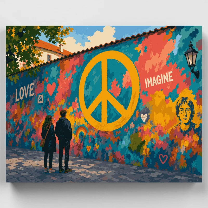 Lennon Wall Peace Sign - Paint by Numbers Kit