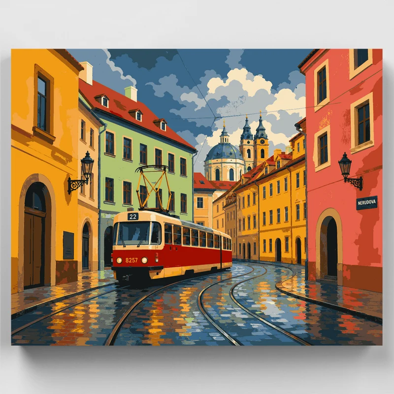 Tram No. 22 on Nerudova - Paint by Numbers Kit
