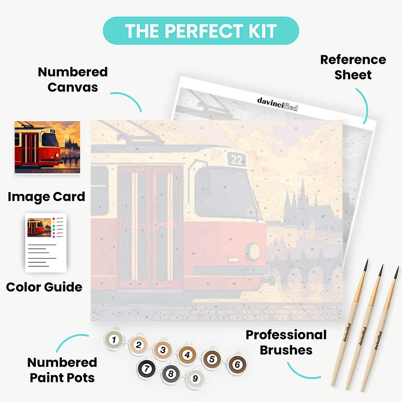 Prague Tram No. 22 - Paint by Numbers Kit