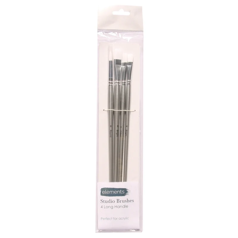 Elements - Synt Brush Pk 4 Long Handle