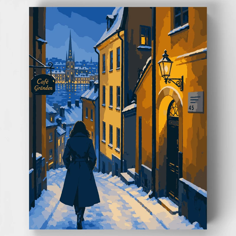 Snowfall Alley Stockholm - Paint by Numbers Kit
