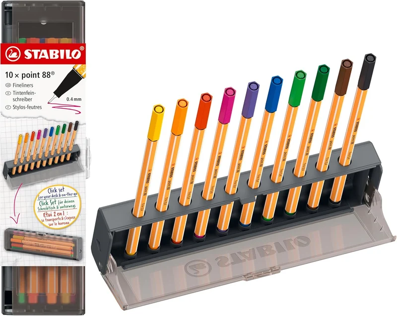 STABILO point 88 Klick-Set 10er Fineliner mehrfarbig