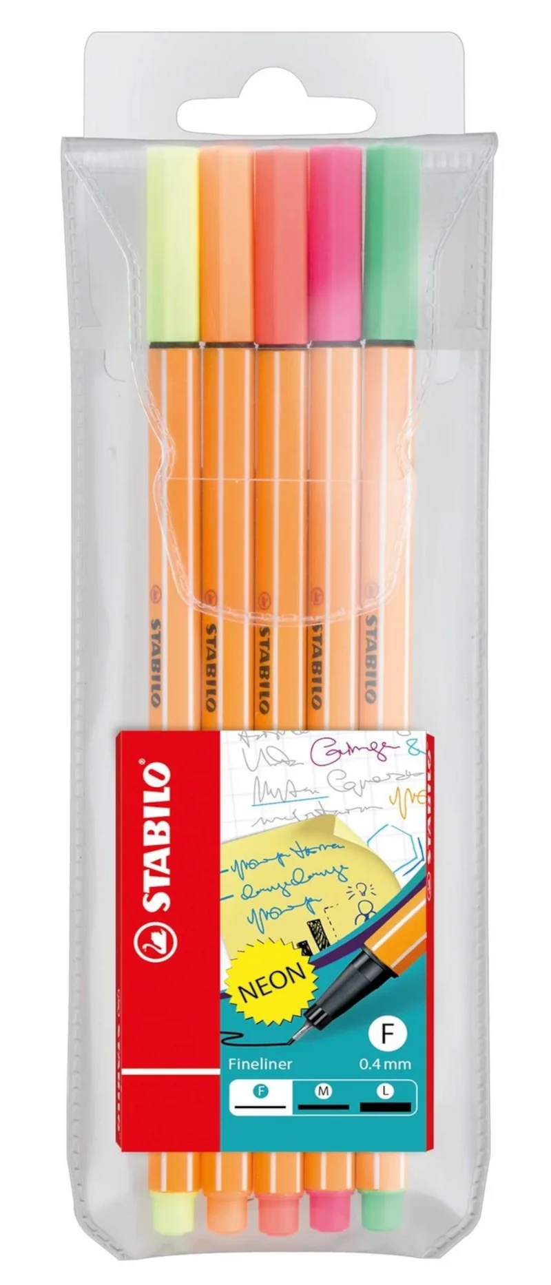 STABILO point 88 Fineliner 0,4 mm – 5er Etui Neon