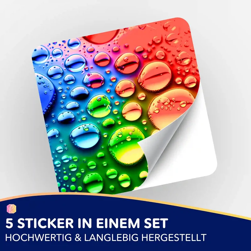 Aufkleber 5er-Set - Colorful Raindrops