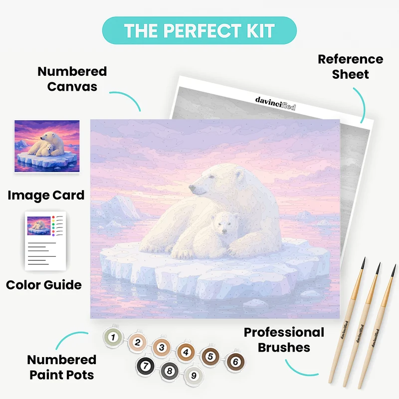 Polar Bear Cub Embrace - Paint by Numbers Kit