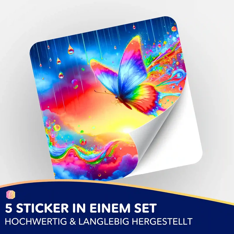 Aufkleber 5er-Set - Schmetterlinge im Regenbogenfluss