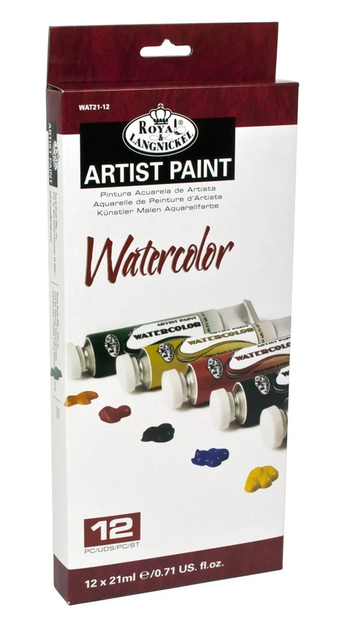 Watercolor Paints Set of 12 x 21 ml in a Paper Box