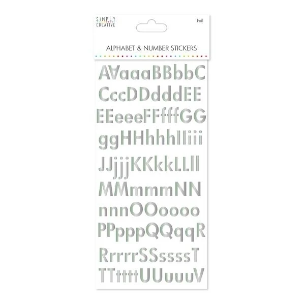 Simply Creative - Alphabet & No. Stickers - Classic Foil Silver Clipboard