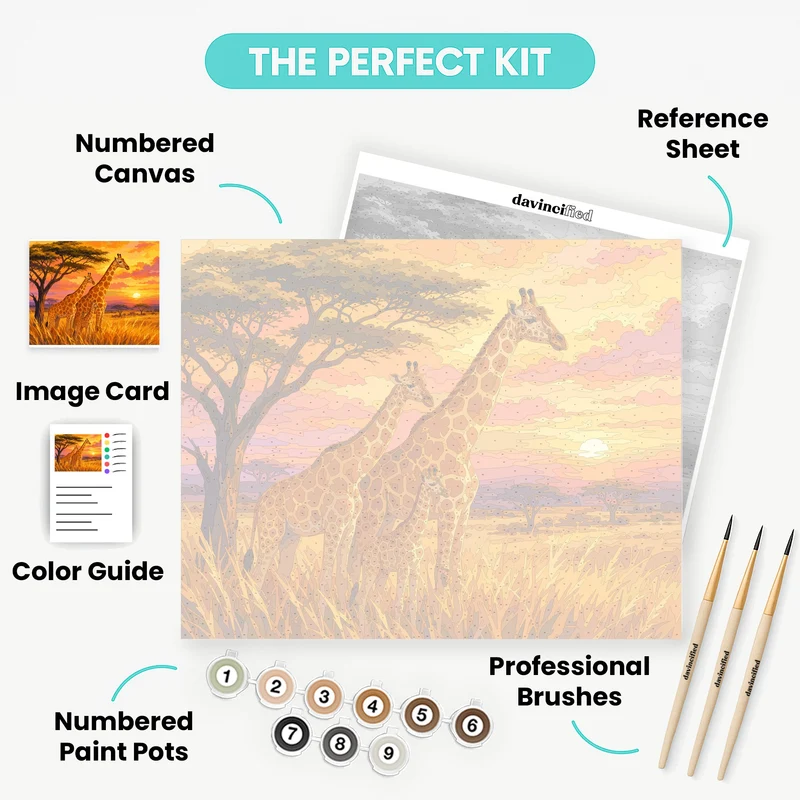 Giraffe Family at Sunset - Paint by Numbers Kit