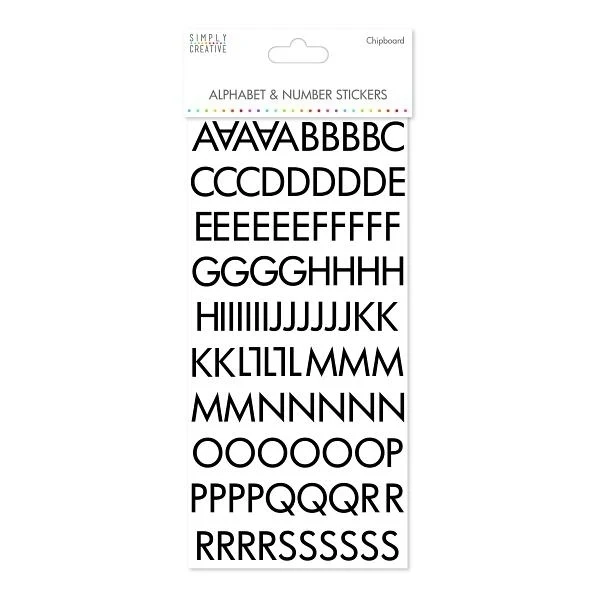 Simply Creative - Alphabet & No. Stickers - Skinny Black Chipboard