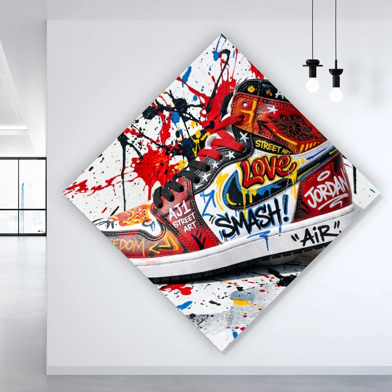Poster Street Art Sneaker mit auffälligem Graffiti Raute