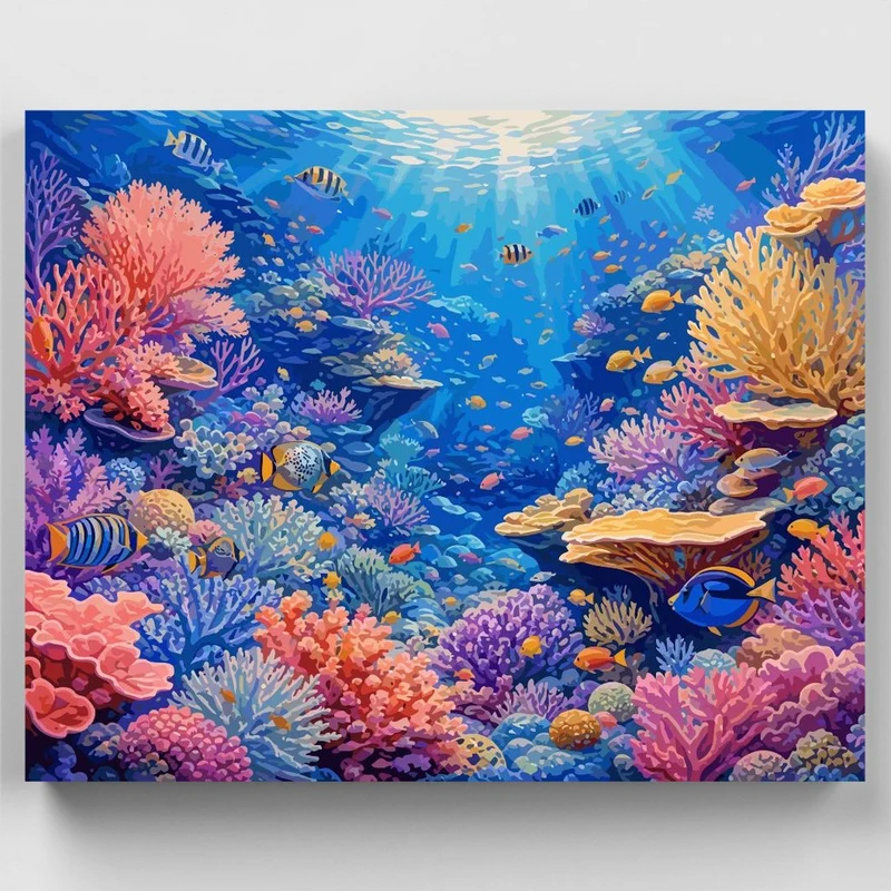 Sunbeams Over Coral Reef - Paint by Numbers Kit