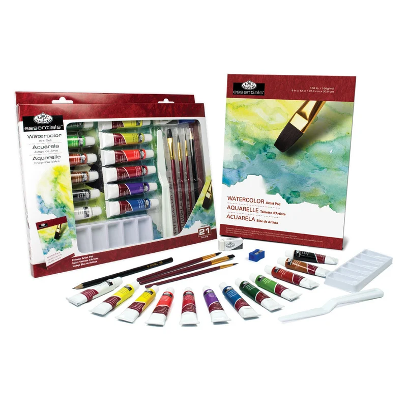 Essentials Watercolor Set in Paper Box, 21-Piece