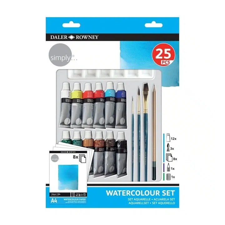 Daler Rowney Watercolor Set with Accessories, 25 pcs
