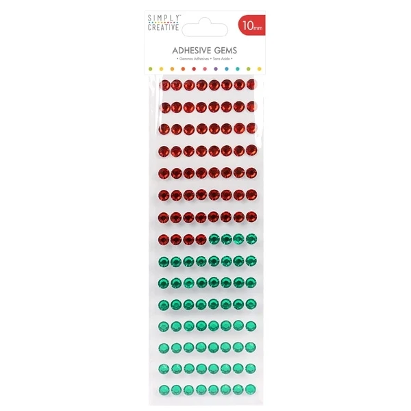 Simply Creative - 10mm Gems - 180Pk Red-Green