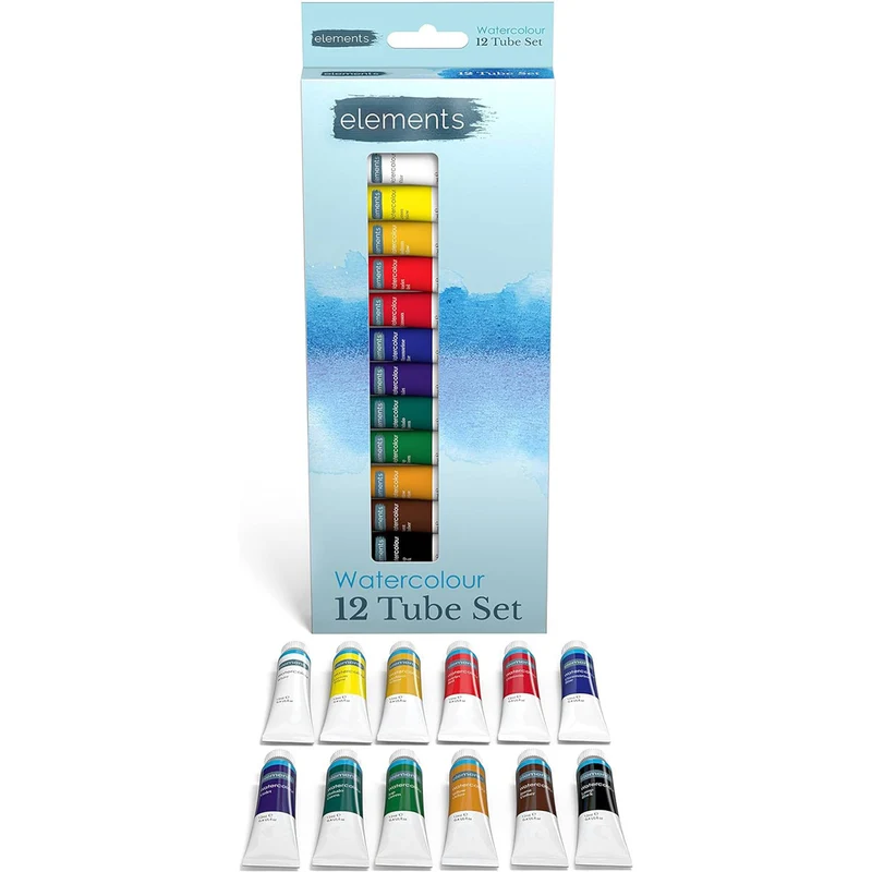 Elements 12x12ml Tube Watercolour Paint Set