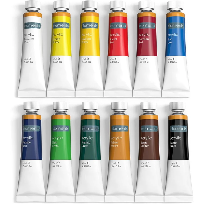 Elements 12x12ml Tube Acrylic Paint Set