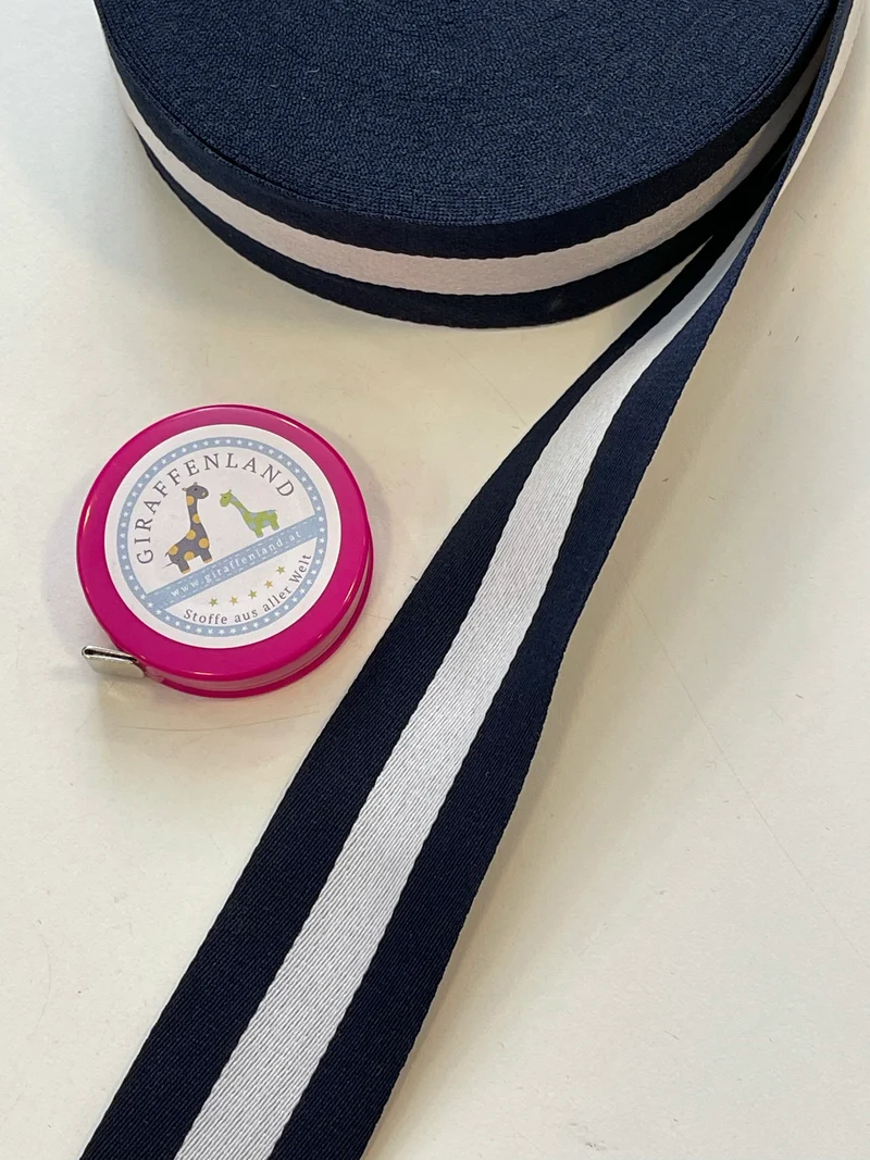 Gurtband 40mm dünn Streifen navyblau/weiß