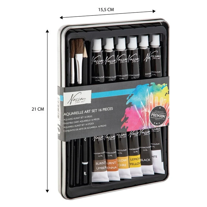 Nassau Fine Art Watercolors Set, 16-Piece