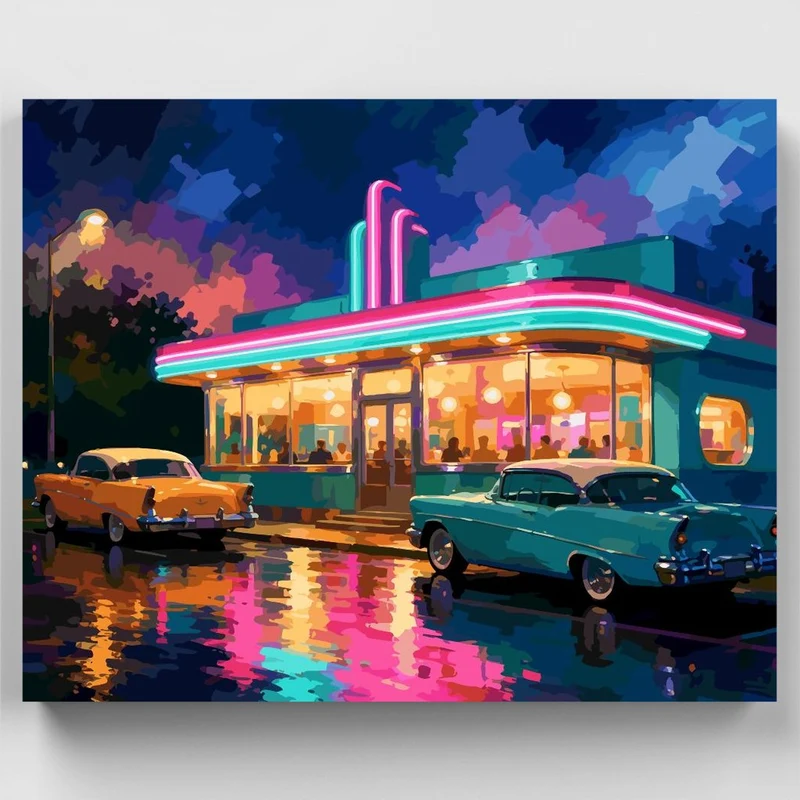 Neon Diner Nightfall - Paint by Numbers Kit