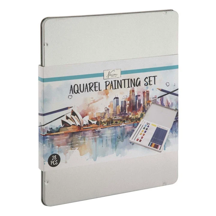Nassau Watercolor Set, 28-Piece, Tin Case