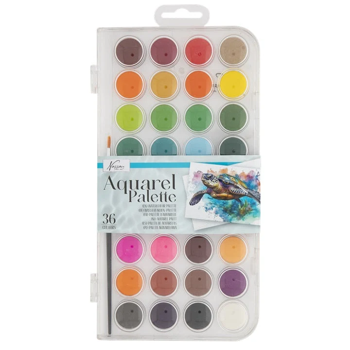 Set of Watercolors and Brush, 36 pcs