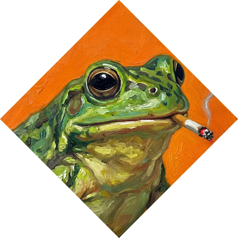 Leinwandbild Gemalter Frosch der raucht Raute