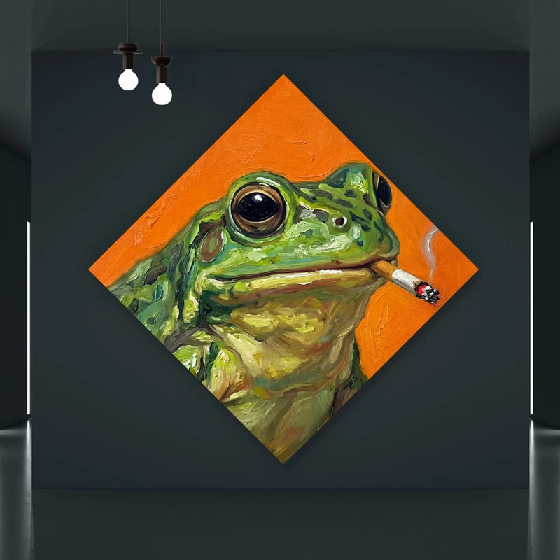 Poster Gemalter Frosch der raucht Raute