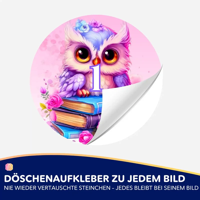 Döschenaufkleber - Büchereule