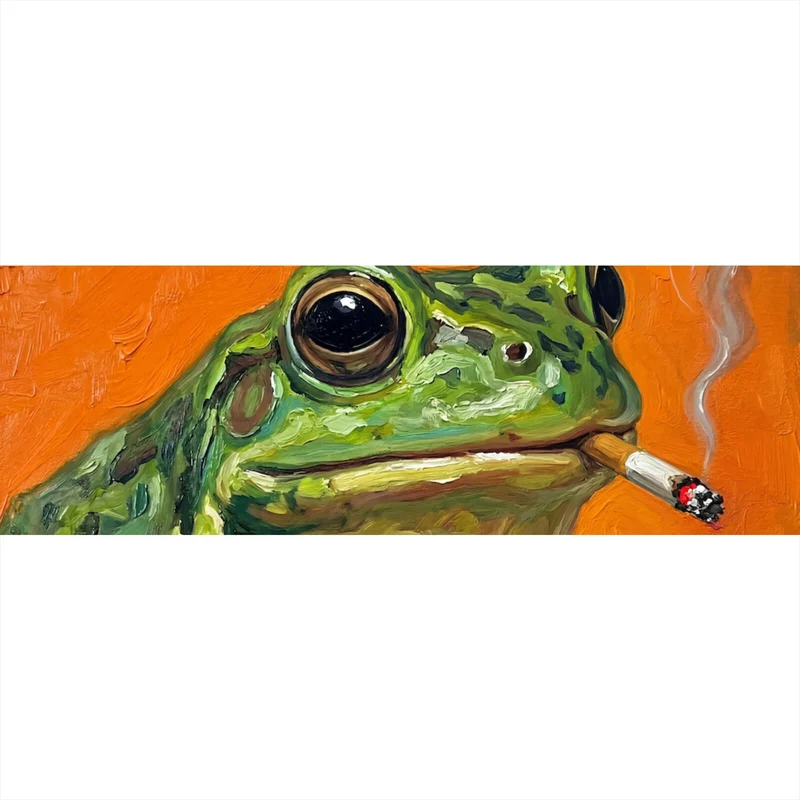 Acrylglasbild Gemalter Frosch der raucht Panorama