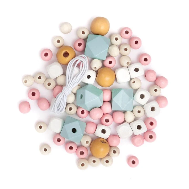 Colored Wooden Beads 80 pcs