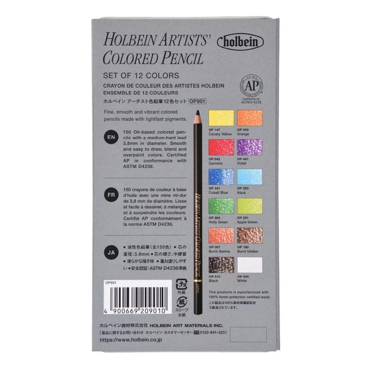 Holbein Artists Colored Pencils, Set of 12