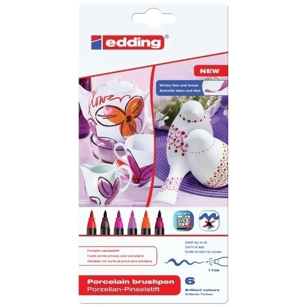 edding - 4200 Glass and Porcelain Marker Set of 6 Warm Colours
