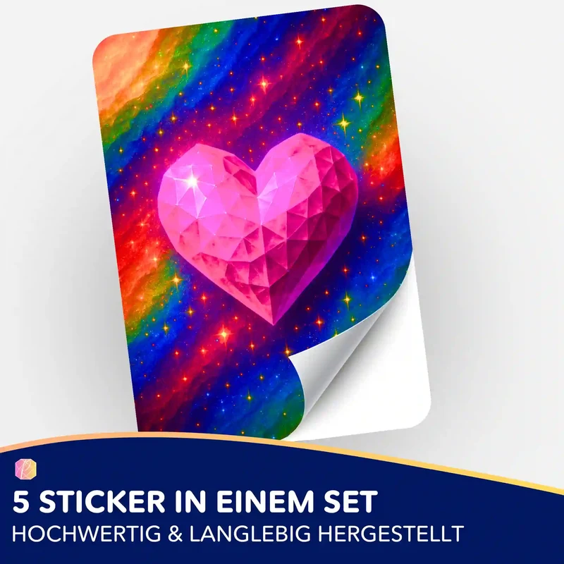 Aufkleber 5er-Set - Jennifer Special - Herzkristall
