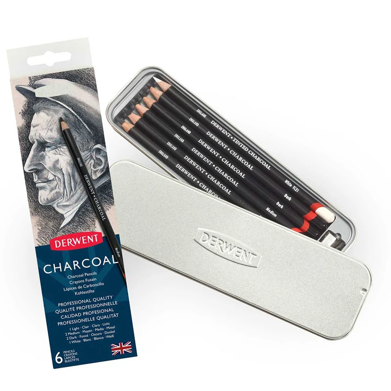 Derwent - Charcoal Pencil - 6 Tin