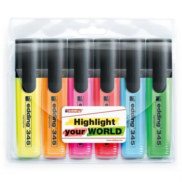 edding - 345 Wallet of 6 Highlighters (002 005 006 009 010 011)