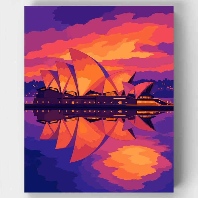 Sydney Opera House Sunset Glow - Paint by Numbers Kit