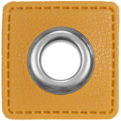 Ösen Patches Kunstleder 10mm senfgelb metall