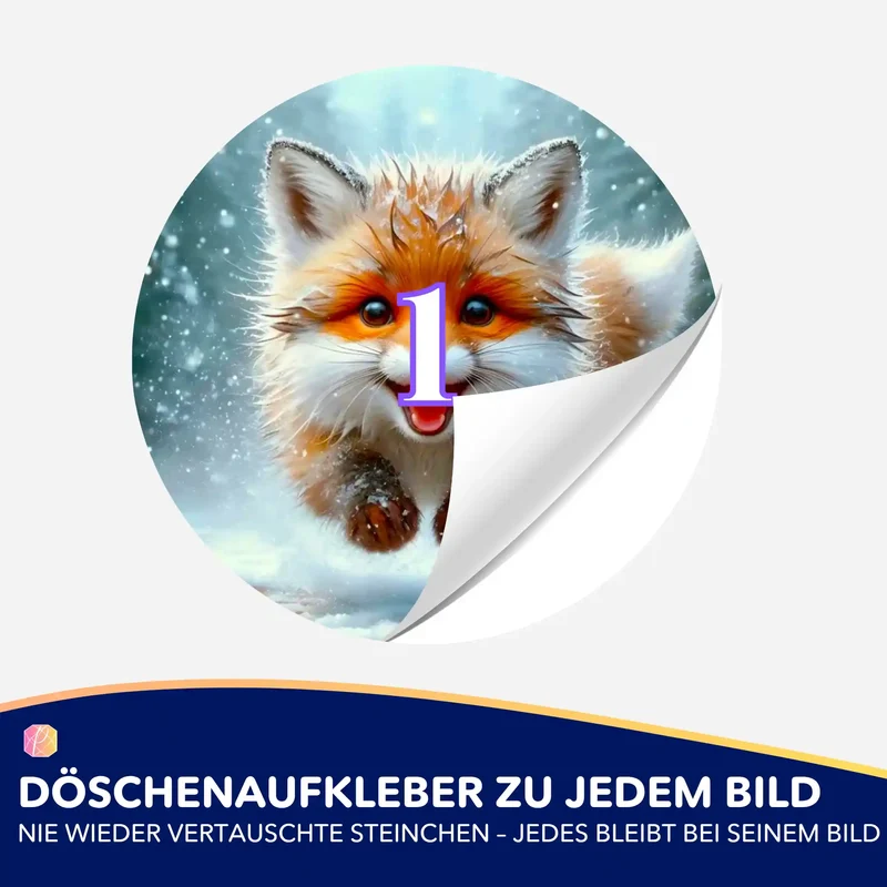 Döschenaufkleber - Kleiner Fuchs im Winterwald