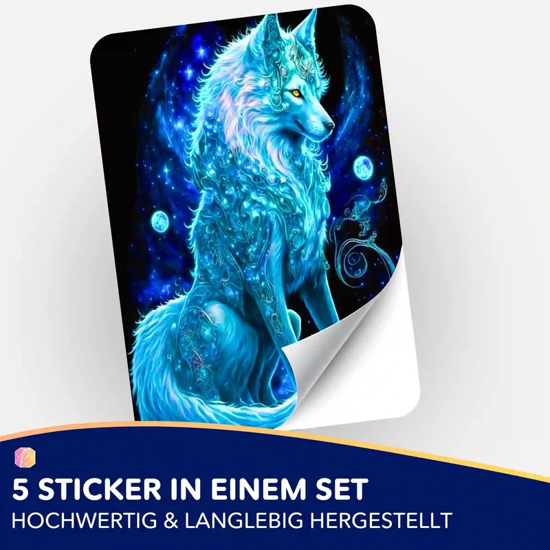 Aufkleber 5er-Set - Verzauberter Wolf